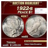 1922-s Peace Dollar $1 ms65 SEGS