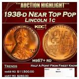 1938-d Lincoln Cent Near Top Pop 1c ms67+ rd SEGS