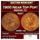 1900 Indian Cent Near Top Pop! 1c ms66+ rb SEGS