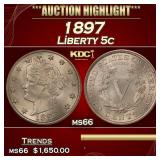 1897 Liberty Nickel 5c ms66 SEGS