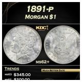 1891-p Morgan Dollar $1 Grades ms62+