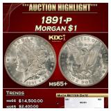 1891-p Morgan Dollar $1 ms65+ SEGS