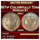 1897-p Morgan Dollar Colorfully Toned $1 ms66+ SEG