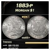 1883-p Morgan Dollar $1 Grades ms65+