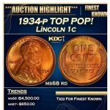 1934-p Lincoln Cent TOP POP! 1c ms68 rd SEGS