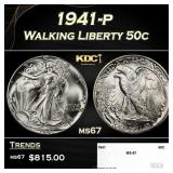 1941-p Walking Liberty Half Dollar 50c ms67 SEGS