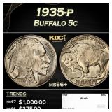 1935-p Buffalo Nickel 5c ms66+ SEGS