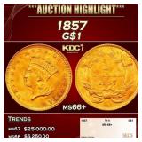 1857 Gold Dollar $1 ms66+ SEGS