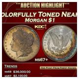 1885-p Morgan Dollar Colorfully Toned Near Top Pop