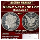1896-p Morgan Dollar Near Top Pop $1 ms66+ dmpl SE