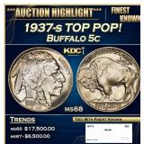 1937-s Buffalo Nickel TOP POP! 5c ms68 SEGS