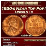 1930-s Lincoln Cent Near Top Pop! 1c ms66+ rd SEGS