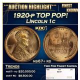 1920-p Lincoln Cent TOP POP! 1c ms67+ rd SEGS