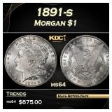 1891-s Morgan Dollar $1 Grades ms64