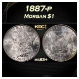 1887-p Morgan Dollar $1 Grades ms63+