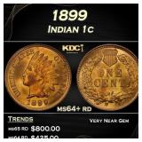 1899 Indian Cent . 1c Grades ms64+ rd