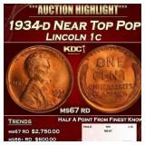 1934-d Lincoln Cent Near Top Pop 1c ms67 rd SEGS