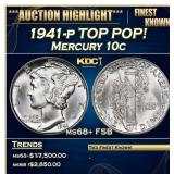 1941-p Mercury Dime TOP POP! 10c ms68+ FSB SEGS