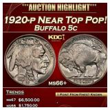 1920-p Buffalo Nickel Near Top Pop! 5c ms66+ SEGS