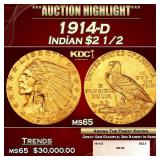 1914-d Gold Indian Quarter Eagle $2 1/2 ms65 SEGS