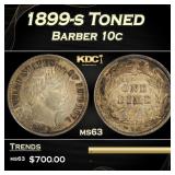 1899-s Barber Dime Toned 10c Grades ms63