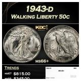 1943-d Walking Liberty Half Dollar 50c ms66+ SEGS