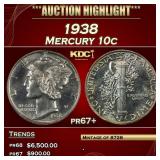1938 Proof Mercury Dime 10c pr67+ SEGS