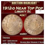 1912-d Liberty Nickel Near Top Pop 5c ms66+ SEGS