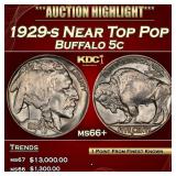 1929-s Buffalo Nickel Near Top Pop 5c ms66+ SEGS