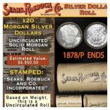 SEARS 20 Coin Morgan Silver Dollar $1 Roll Unc 187