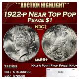 1922-p Peace Dollar Near Top Pop $1 ms66+ SEGS