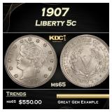 1907 Liberty Nickel 5c Grades ms65