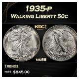 1935-p Walking Liberty Half Dollar 50c Grades ms66