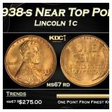 1938-s Lincoln Cent Near Top Pop 1c ms67 rd SEGS