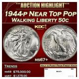 1944-p Walking Liberty Half Dollar Near Top Pop 50