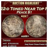 1922-d Peace Dollar Toned Near Top Pop $1 ms66+ SE