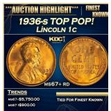 1936-s Lincoln Cent TOP POP! 1c ms67+ rd SEGS