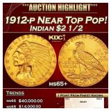 1912-p Gold Indian Quarter Eagle Near Top Pop! $2