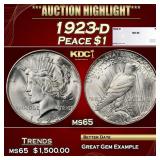 1923-d Peace Dollar $1 ms65 SEGS