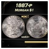 1887-p Morgan Dollar $1 Grades ms63+
