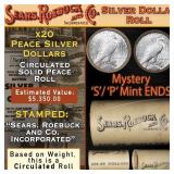 20 Coin SEARS Peace Silver $1 Roll Circ Mystery 'S