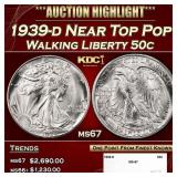 1939-d Walking Liberty Half Dollar Near Top Pop 50