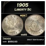 1905 Liberty Nickel 5c Grades ms65