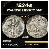 1934-s Walking Liberty Half Dollar 50c Grades au58