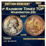 1952-p Washington Quarter Rainbow Toned TOP POP! 2