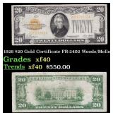 1928 $20 Gold Certificate FR-2402 Woods/Mellon Gra