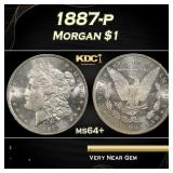 1887-p Morgan Dollar $1 Grades ms64+