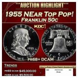 1955 Proof Franklin Half Dollar NEar Top Pop! 50c