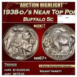 1938-d/s Buffalo Nickel Near Top Pop 5c ms67+ SEGS