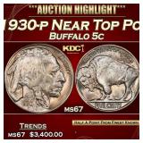 1930-p Buffalo Nickel Near Top Pop 5c ms67 SEGS